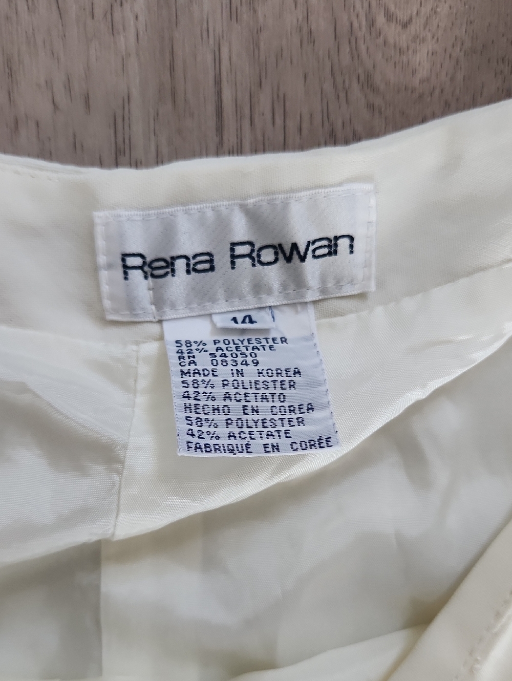 Rena Rowan Ivory Lined Dress Pants - Picture 2 of 5
